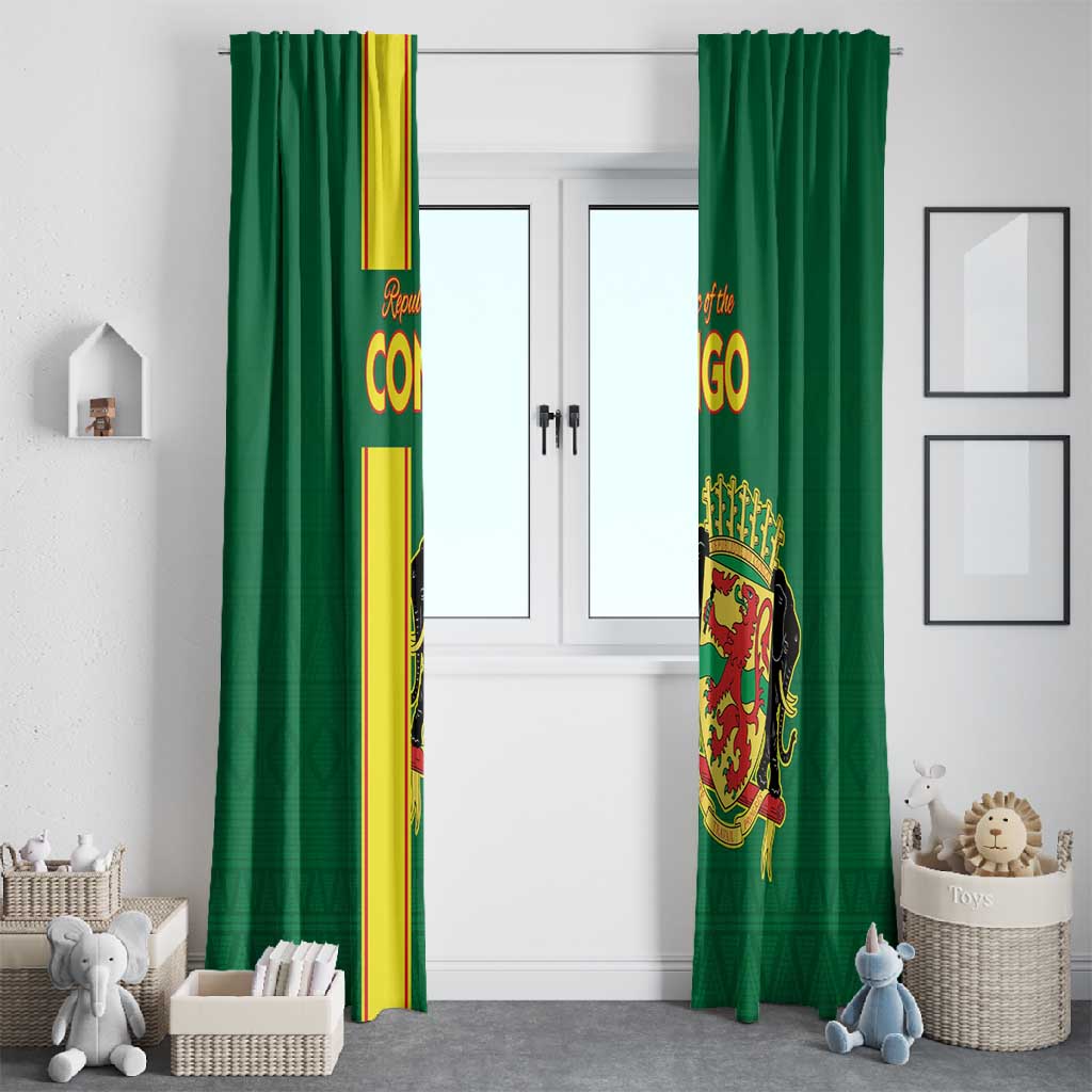 Republique du Congo Football Window Curtain Go Ba Diabulu ya Mbwaki Green Color - African Pride