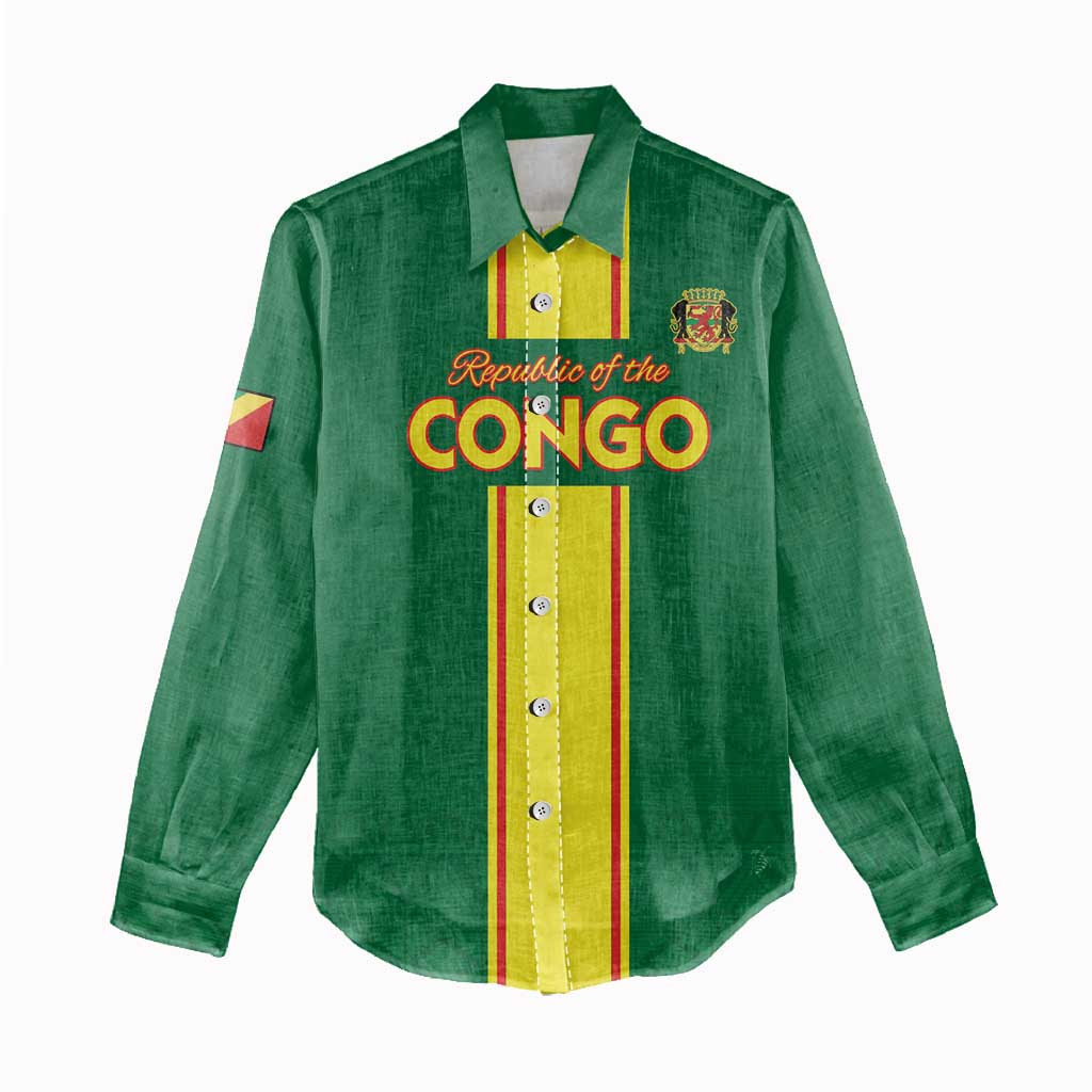 Custom Republique du Congo Football Women Casual Shirt Go Ba Diabulu ya Mbwaki Green Color - African Pride