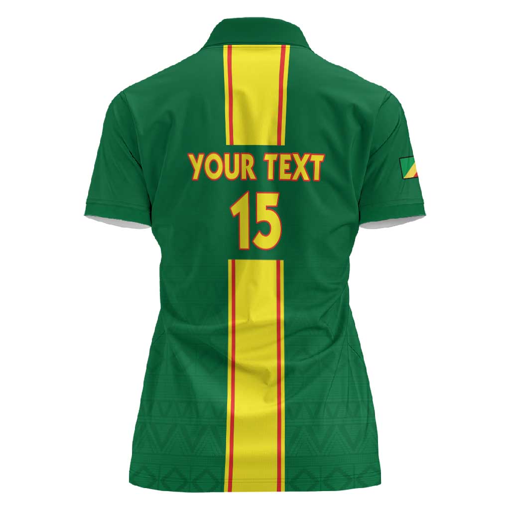 Custom Republique du Congo Football Women Polo Shirt Go Ba Diabulu ya Mbwaki Green Color - African Pride