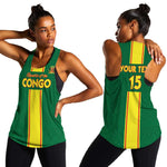 Custom Republique du Congo Football Women Racerback Tank Go Ba Diabulu ya Mbwaki Green Color - African Pride