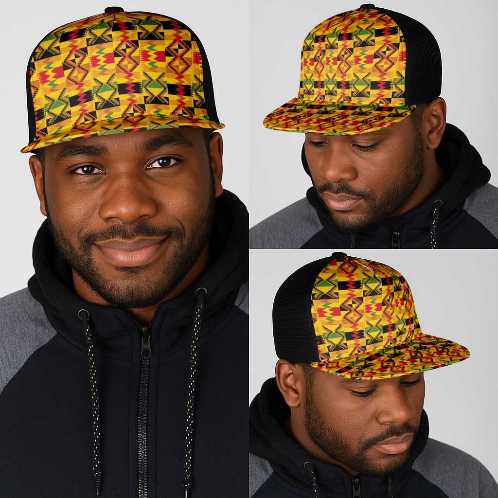 African Emaa Da Kente Pattern Mesh Trucker Cap - African Pride