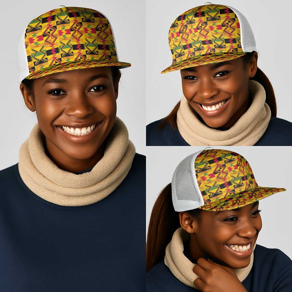 African Emaa Da Kente Pattern Mesh Trucker Cap - African Pride