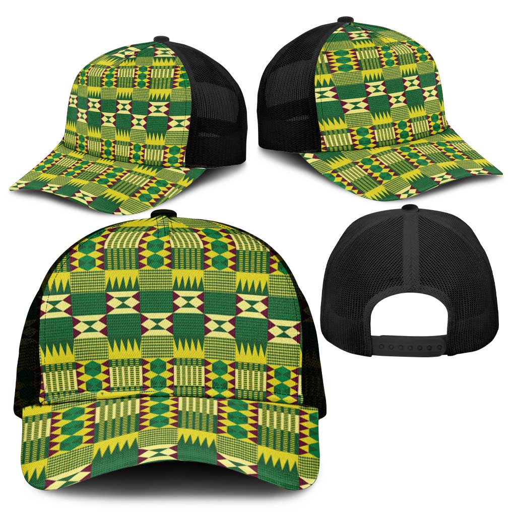 African Sika Fre Mogya Kente Pattern Baseball Net Cap - African Pride