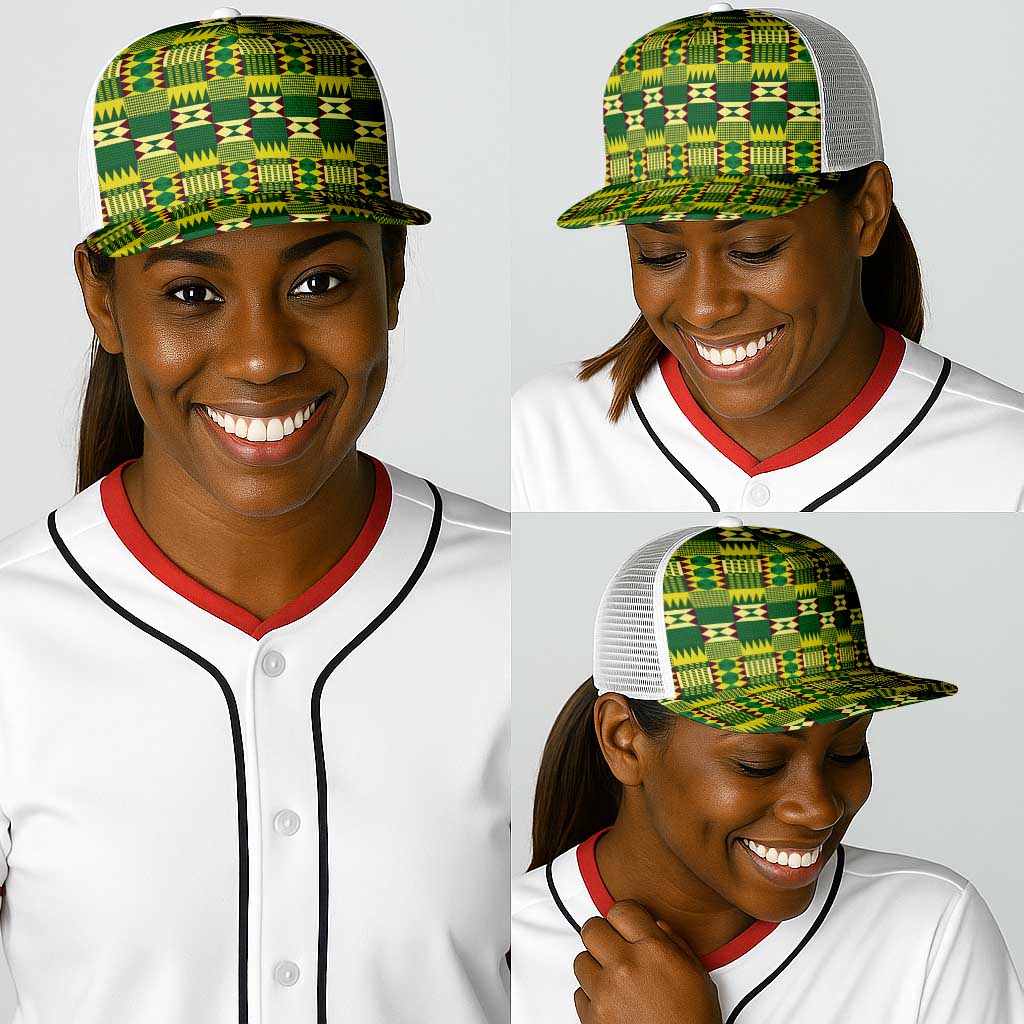 African Sika Fre Mogya Kente Pattern Baseball Net Cap - African Pride