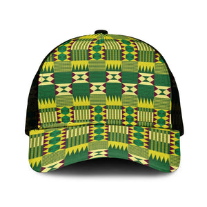 African Sika Fre Mogya Kente Pattern Mesh Trucker Cap - African Pride