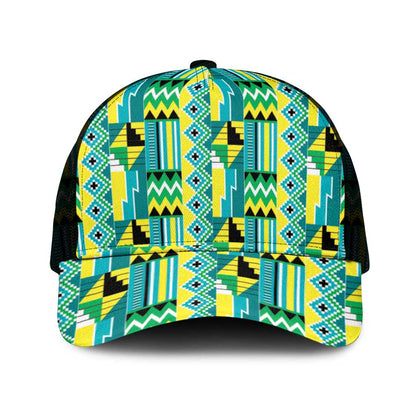 African Nkyinkyin Kente Pattern Baseball Net Cap - African Pride
