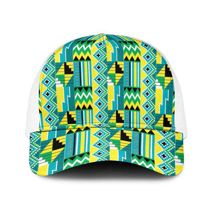 African Nkyinkyin Kente Pattern Mesh Trucker Cap - African Pride