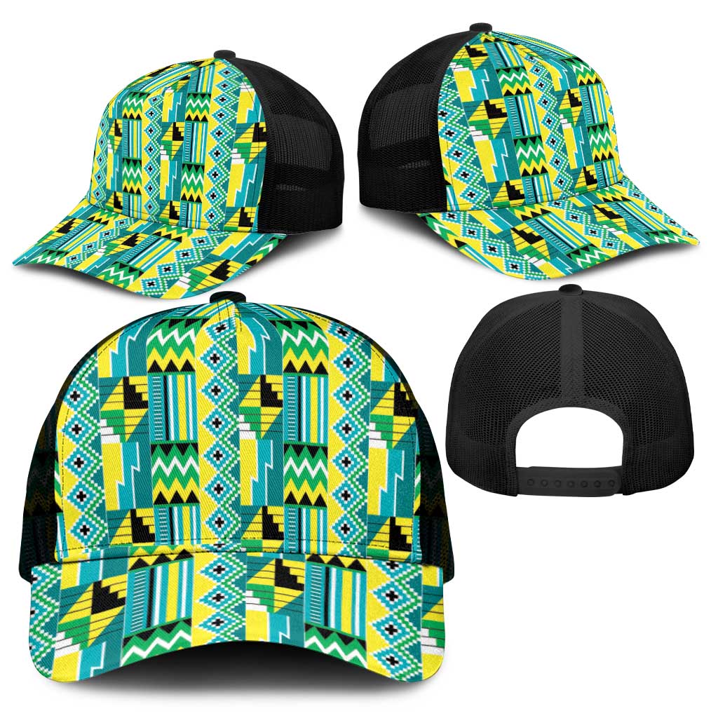 African Nkyinkyin Kente Pattern Mesh Trucker Cap - African Pride
