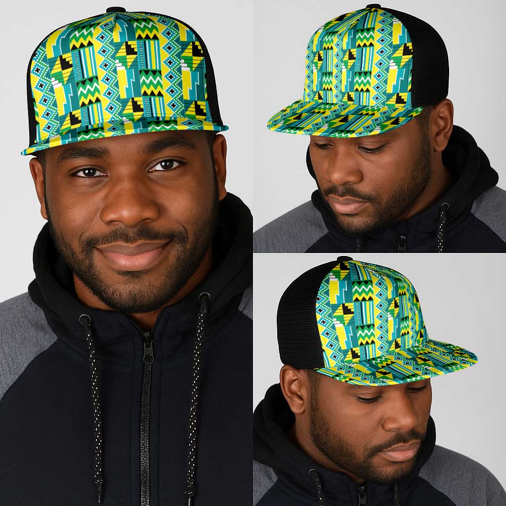 African Nkyinkyin Kente Pattern Mesh Trucker Cap - African Pride
