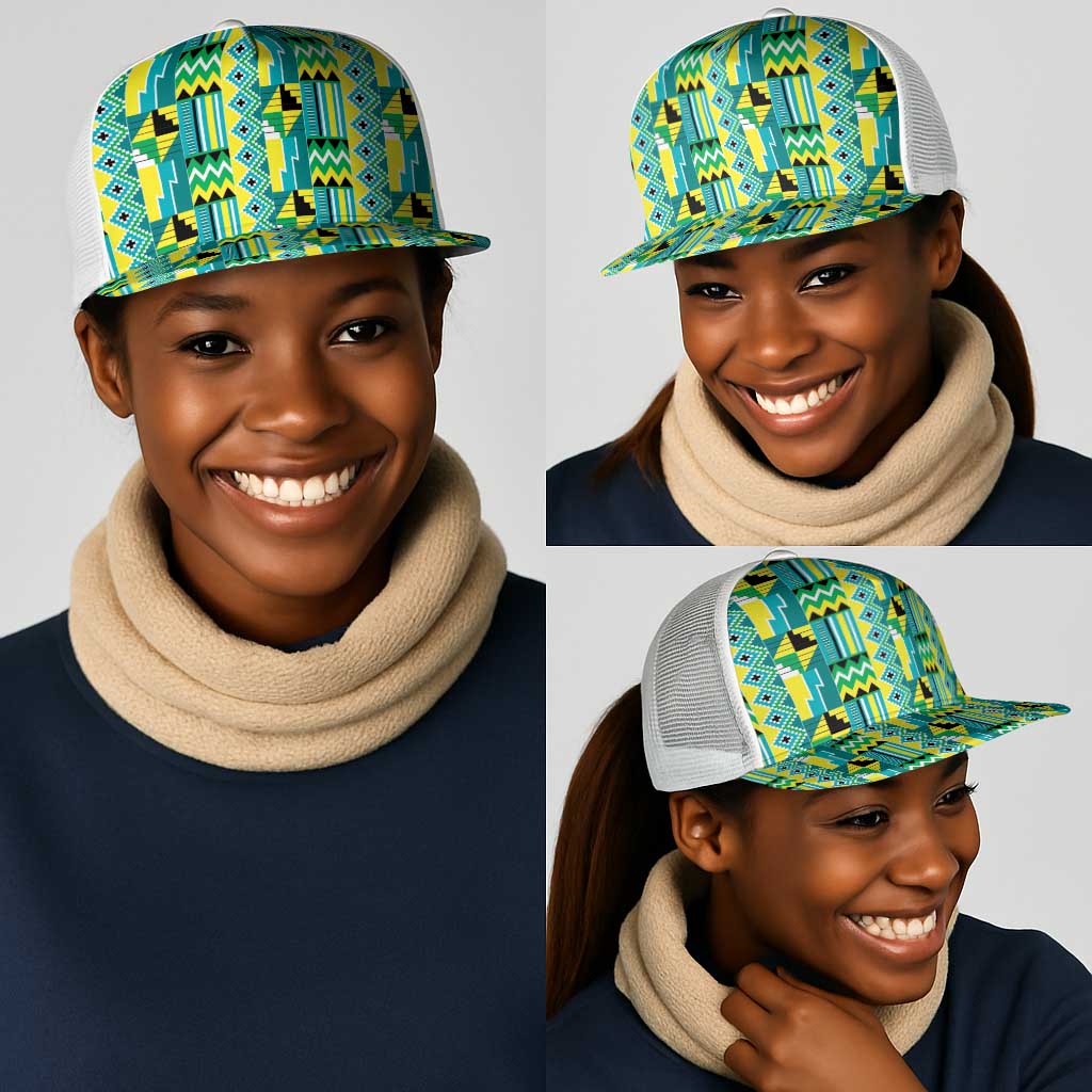 African Nkyinkyin Kente Pattern Mesh Trucker Cap - African Pride