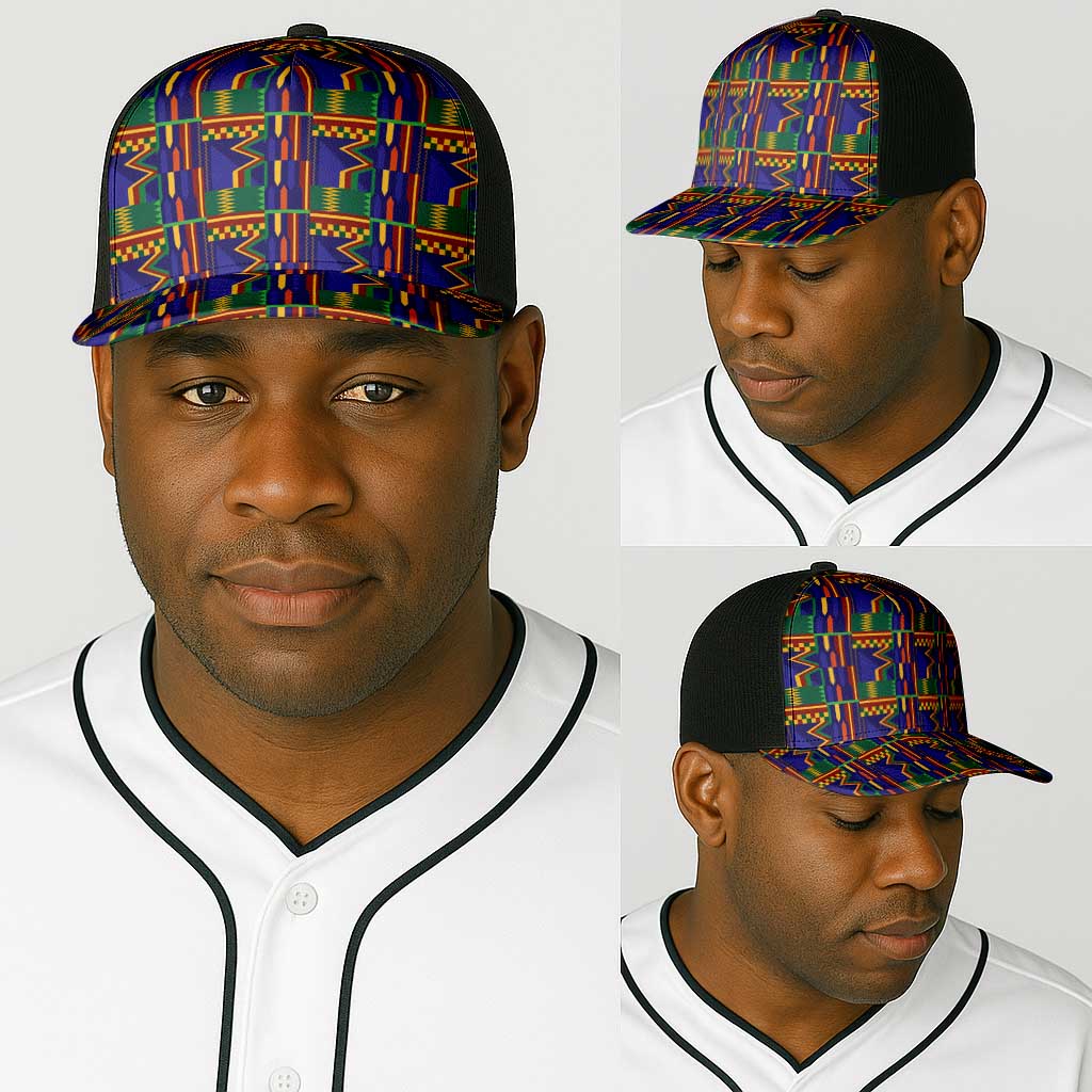 African Fathia Fata Nkrumah Kente Pattern Baseball Net Cap - African Pride