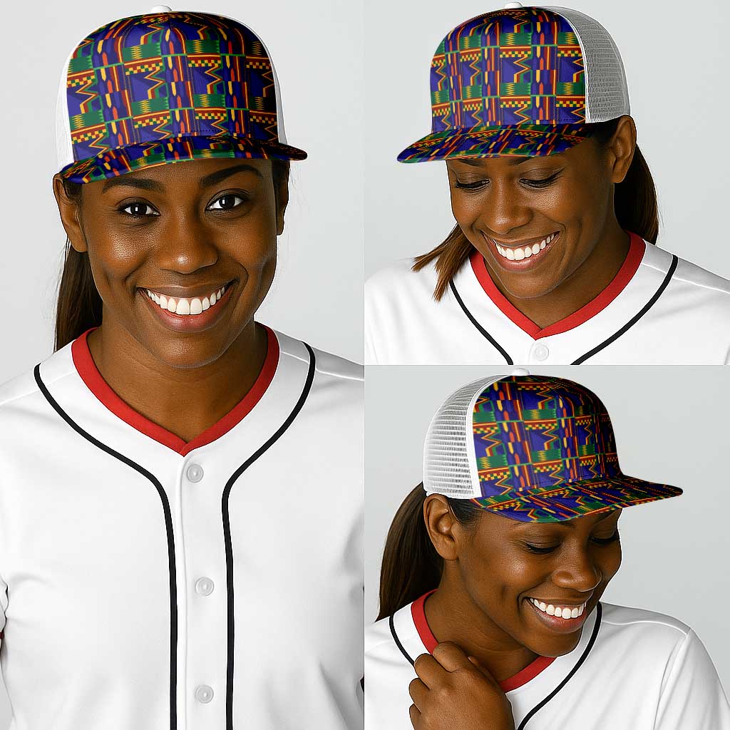 African Fathia Fata Nkrumah Kente Pattern Baseball Net Cap - African Pride