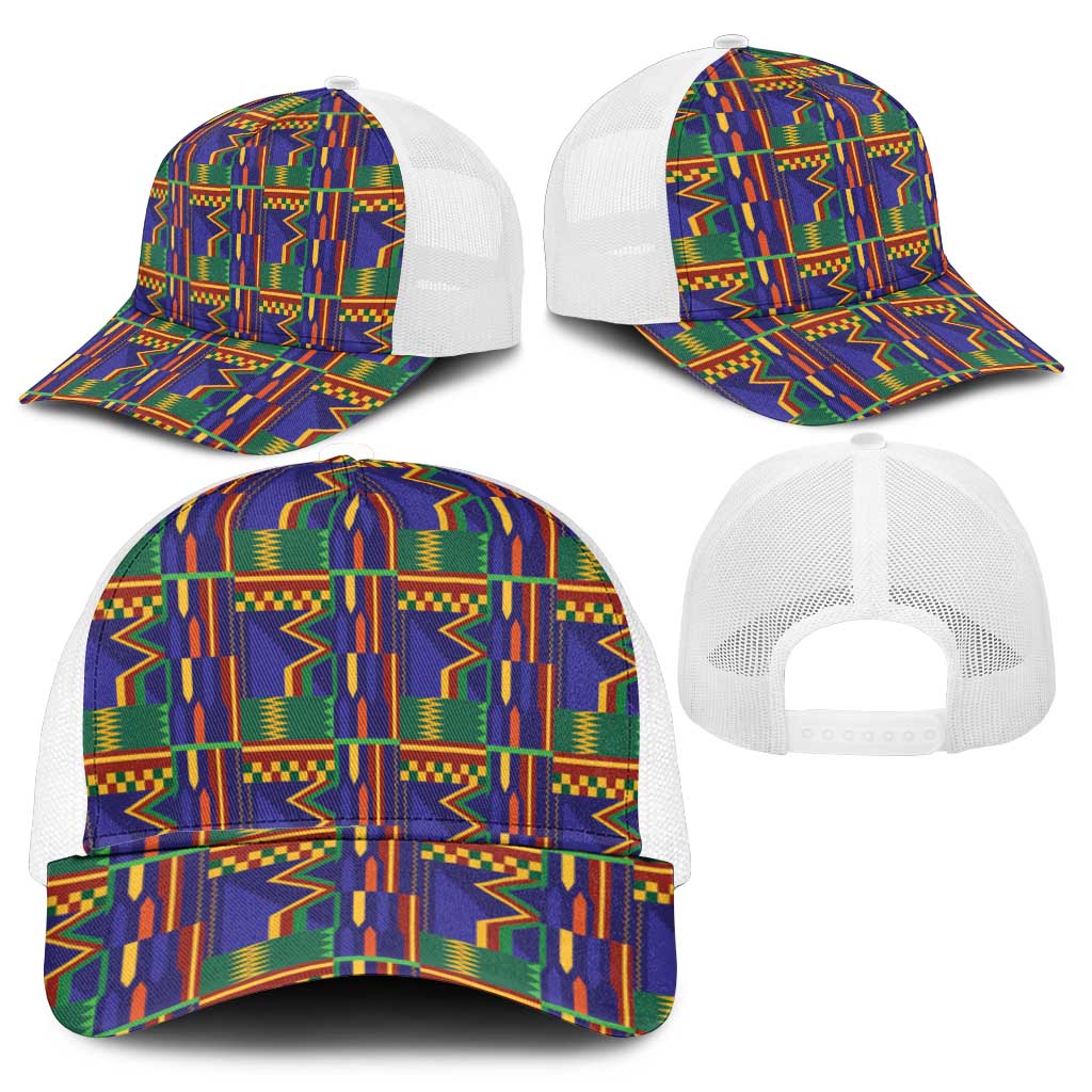 African Fathia Fata Nkrumah Kente Pattern Mesh Trucker Cap - African Pride