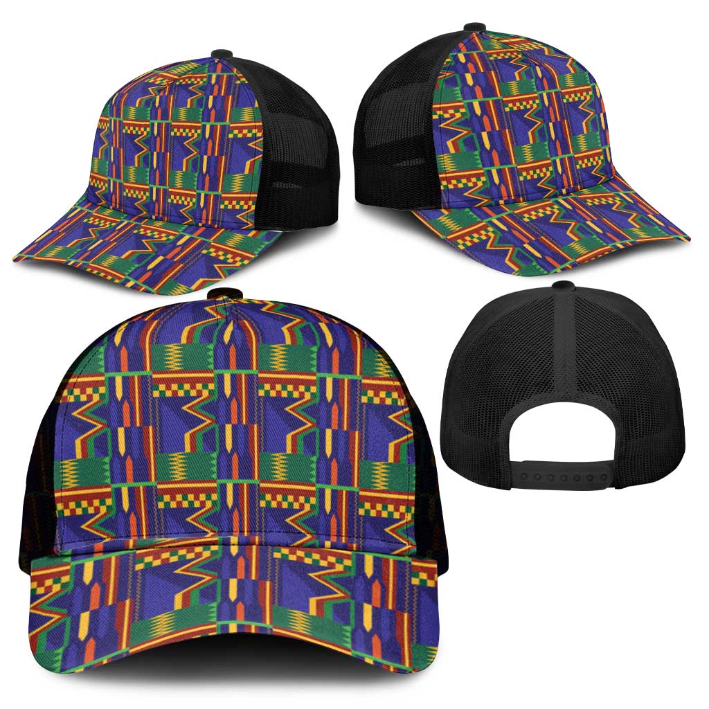 African Fathia Fata Nkrumah Kente Pattern Mesh Trucker Cap - African Pride