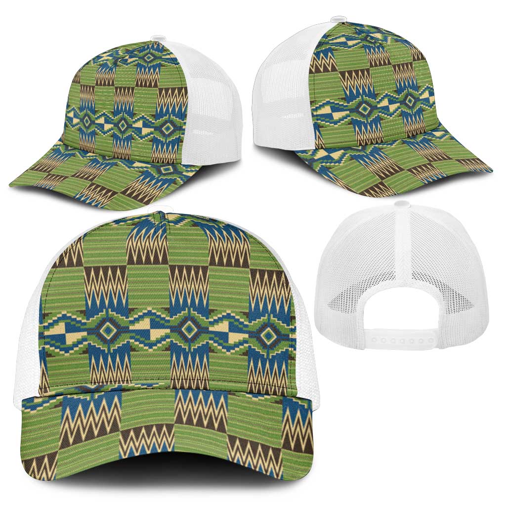 African Obaakofo Mmu Man Kente Pattern Mesh Trucker Cap - African Pride