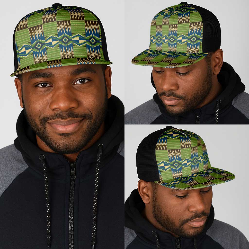 African Obaakofo Mmu Man Kente Pattern Mesh Trucker Cap - African Pride