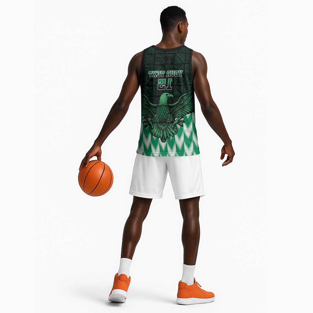 Custom Nigeria Football Basketball Jersey African Pattern - African Pride