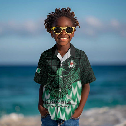 Custom Nigeria Football Kid Hawaiian Shirt African Pattern
