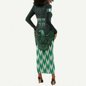 Custom Nigeria Football Long Sleeve Bodycon Dress African Pattern LT15