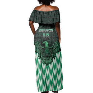 Custom Nigeria Football Off Shoulder Maxi Dress African Pattern