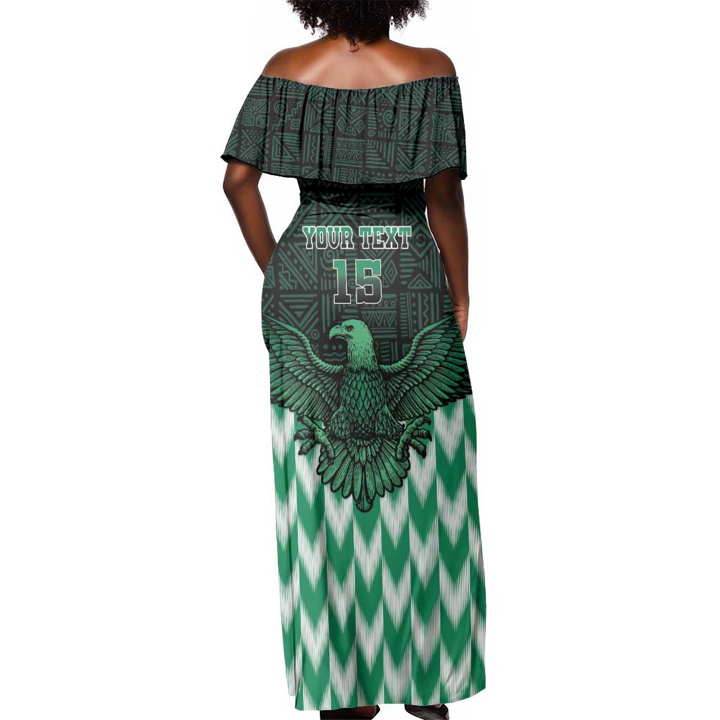 Custom Nigeria Football Off Shoulder Maxi Dress African Pattern