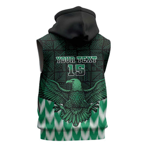 Custom Nigeria Football Sleeveless Hoodie African Pattern - African Pride