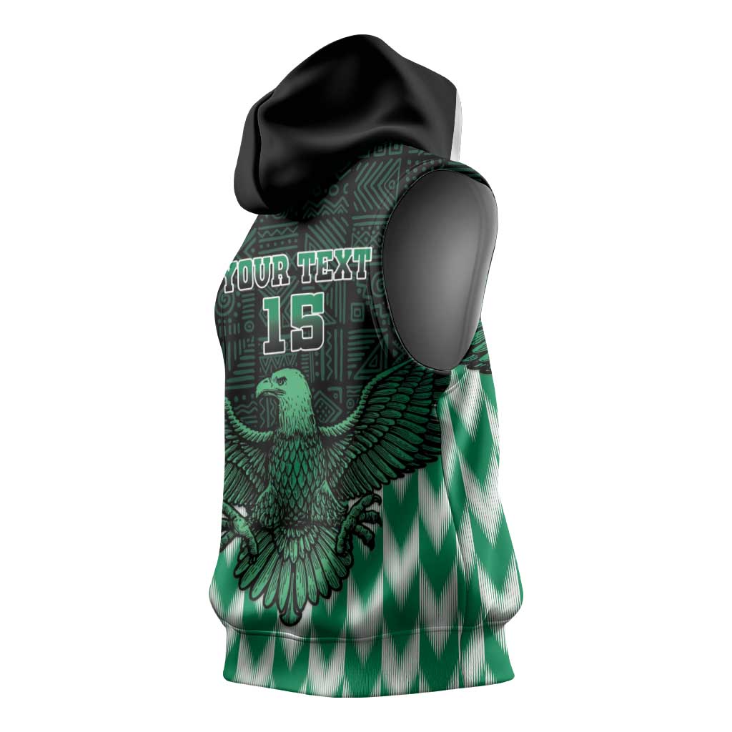 Custom Nigeria Football Sleeveless Hoodie African Pattern - African Pride