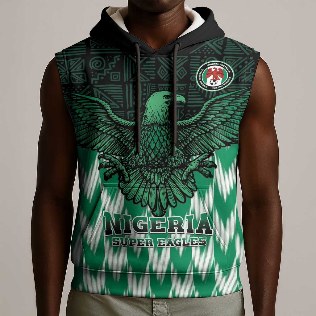 Custom Nigeria Football Sleeveless Hoodie African Pattern - African Pride
