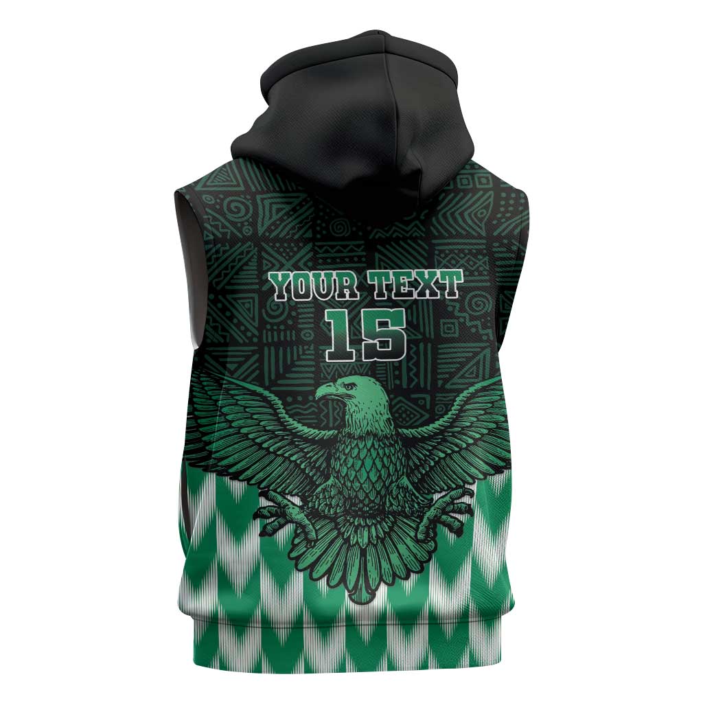 Custom Nigeria Football Sleeveless Zip Hoodie African Pattern - African Pride