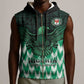 Custom Nigeria Football Sleeveless Zip Hoodie African Pattern - African Pride