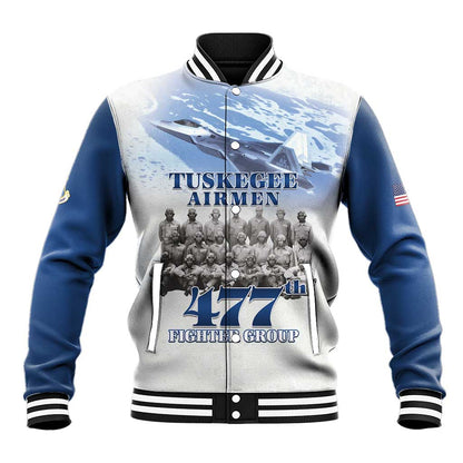 Tuskegee Airmen 477th Fighter Group Baseball Jacket Blue Heritage - African Pride
