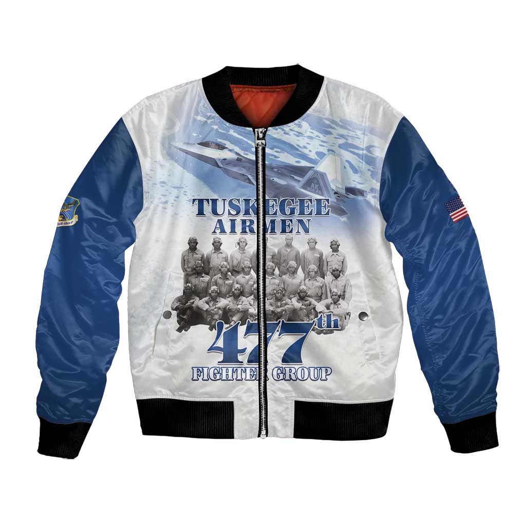 Tuskegee Airmen 477th Fighter Group Bomber Jacket Blue Heritage - African Pride