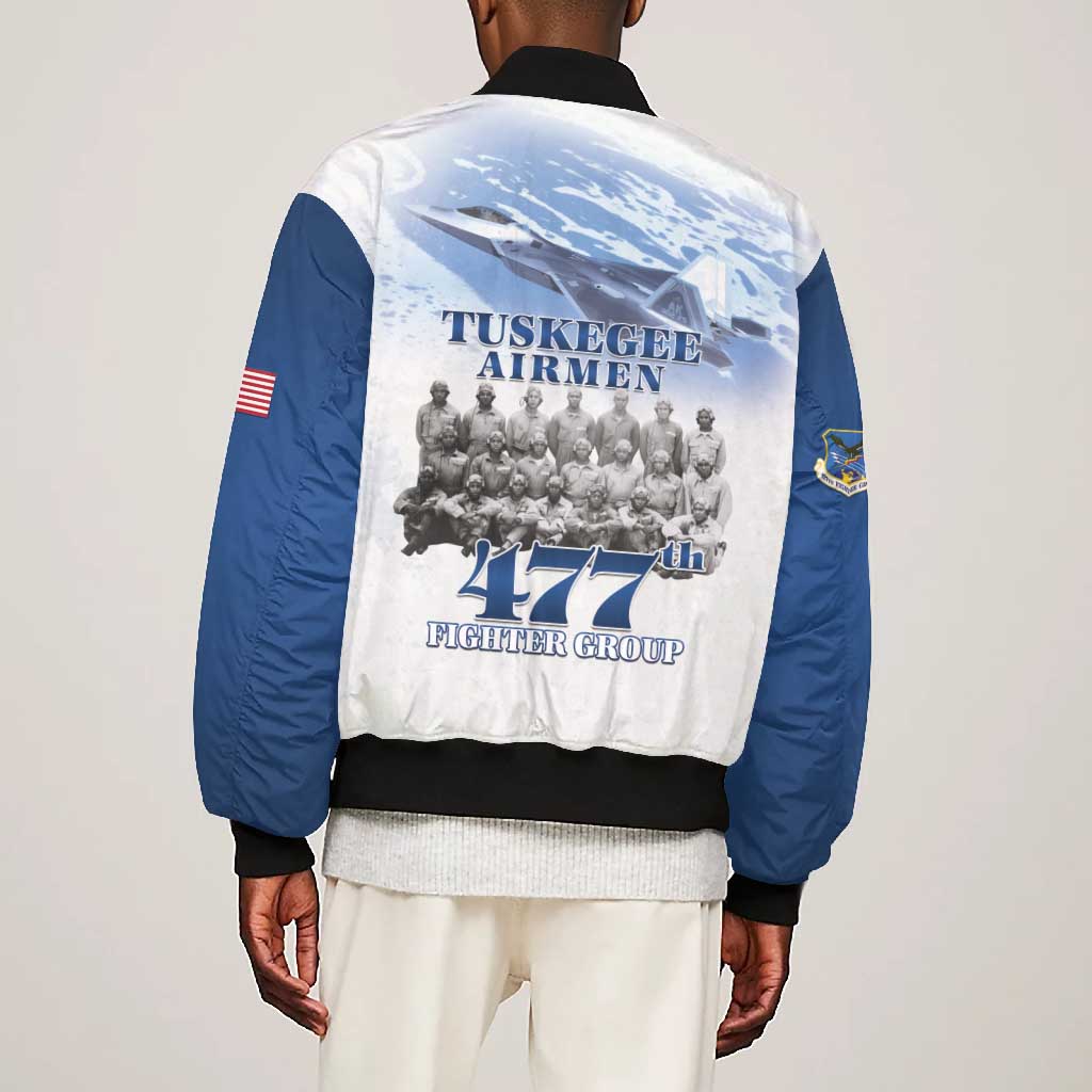 Tuskegee Airmen 477th Fighter Group Bomber Jacket Blue Heritage - African Pride