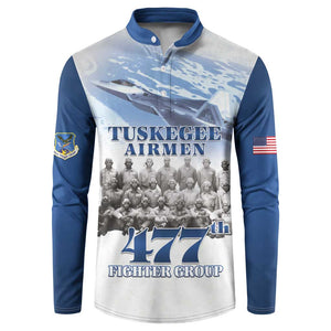 Blue Heritage Tuskegee Airmen Button Sweatshirt 477th Fighter Group