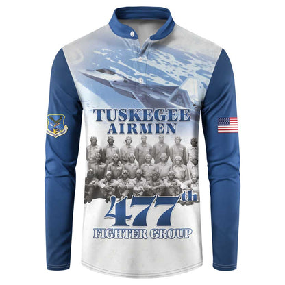 Blue Heritage Tuskegee Airmen Button Sweatshirt 477th Fighter Group
