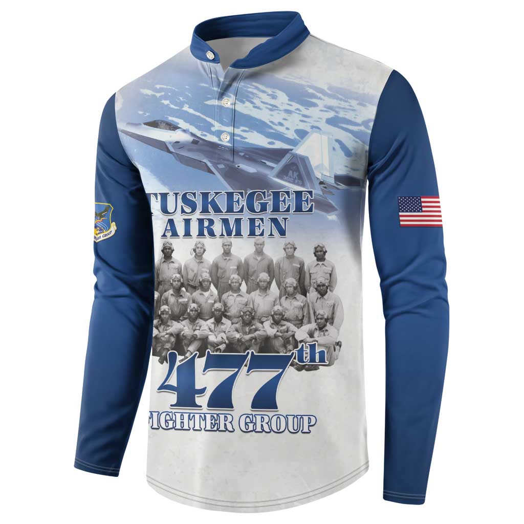 Blue Heritage Tuskegee Airmen Button Sweatshirt 477th Fighter Group