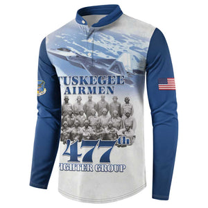 Blue Heritage Tuskegee Airmen Button Sweatshirt 477th Fighter Group