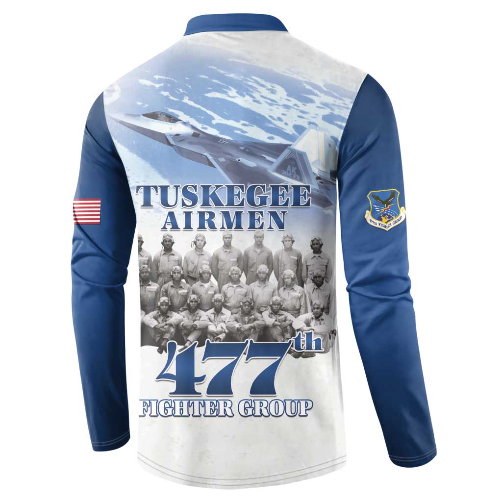 Blue Heritage Tuskegee Airmen Button Sweatshirt 477th Fighter Group