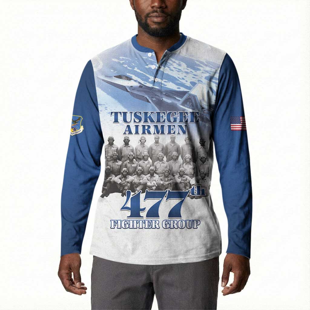Blue Heritage Tuskegee Airmen Button Sweatshirt 477th Fighter Group