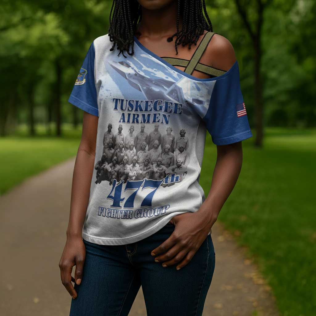Blue Heritage Tuskegee Airmen Cross Shoulder Shirt 477th Fighter Group