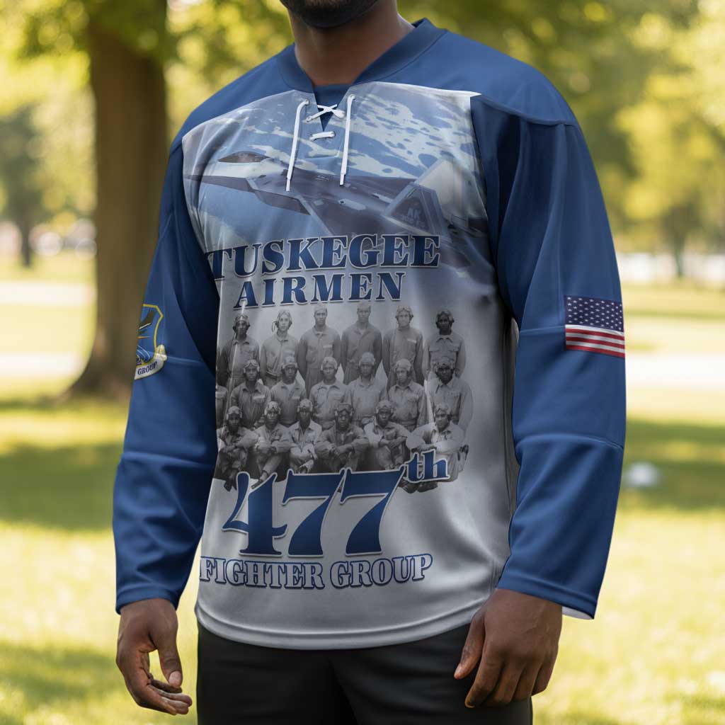 Blue Heritage Tuskegee Airmen Hockey Jersey 477th Fighter Group