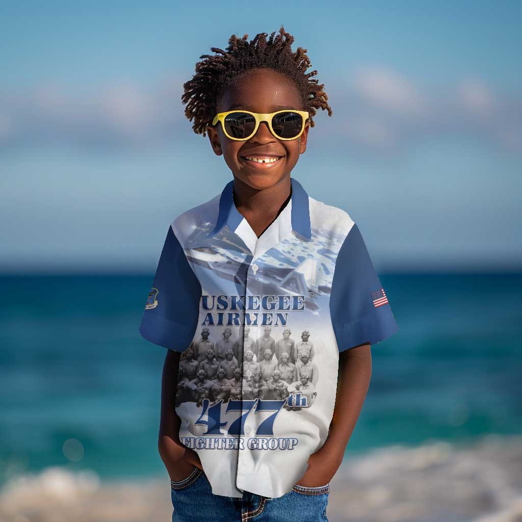 Tuskegee Airmen 477th Fighter Group Kid Hawaiian Shirt Blue Heritage - African Pride