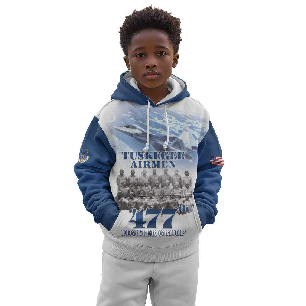 Tuskegee Airmen 477th Fighter Group Kid Hoodie Blue Heritage - African Pride