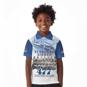 Tuskegee Airmen 477th Fighter Group Kid Polo Shirt Blue Heritage - African Pride
