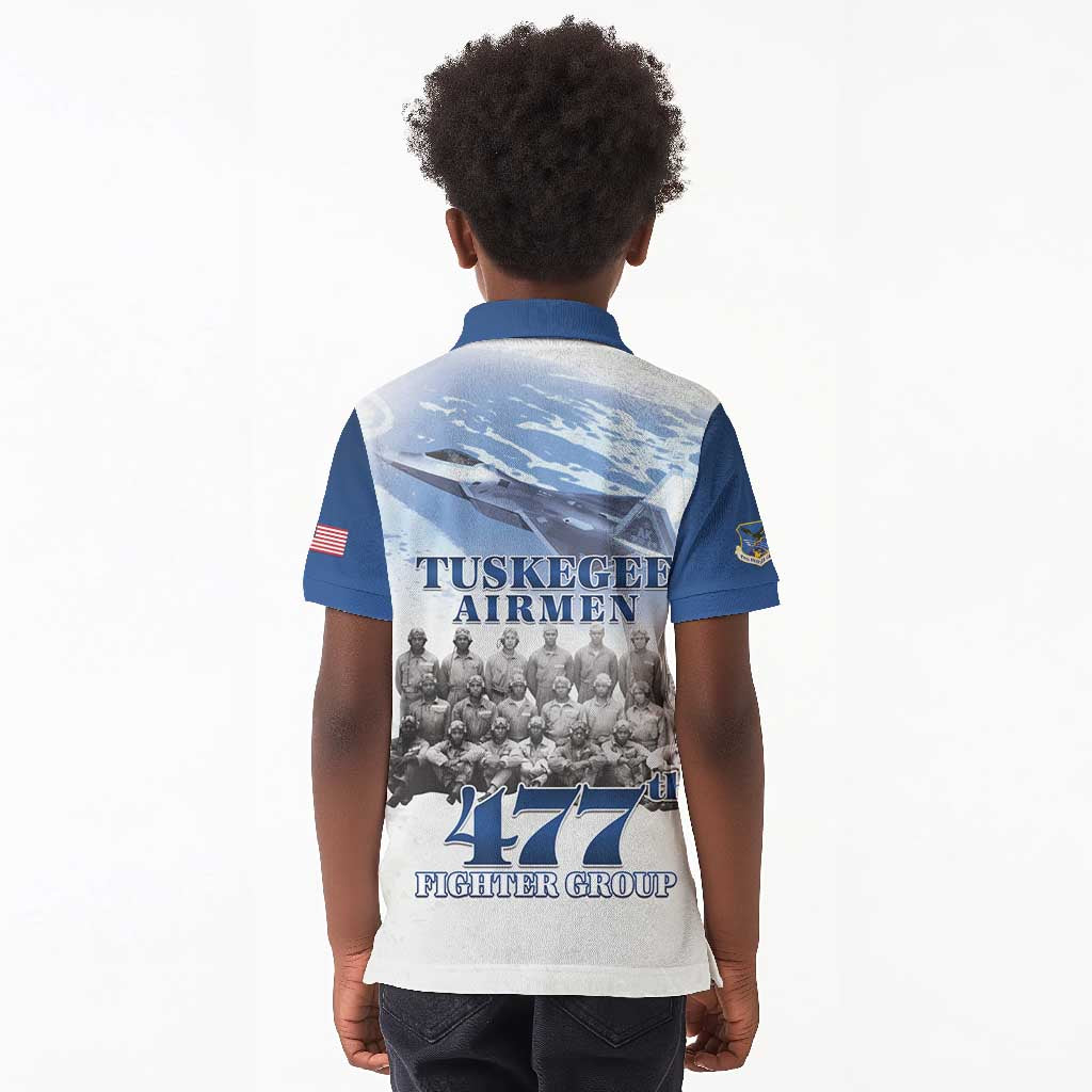 Tuskegee Airmen 477th Fighter Group Kid Polo Shirt Blue Heritage - African Pride