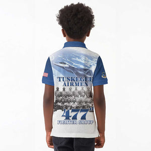 Tuskegee Airmen 477th Fighter Group Kid Polo Shirt Blue Heritage - African Pride