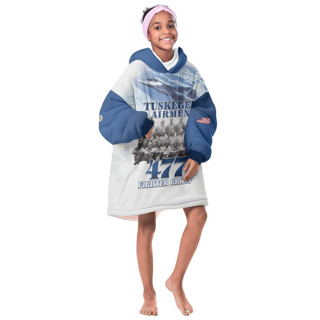 Tuskegee Airmen 477th Fighter Group Kid Wearable Blanket Hoodie Blue Heritage - African Pride