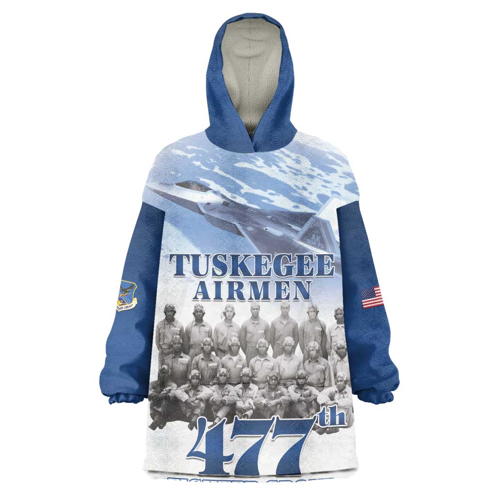 Tuskegee Airmen 477th Fighter Group Kid Wearable Blanket Hoodie Blue Heritage - African Pride