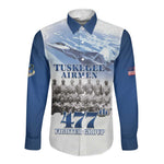 Tuskegee Airmen 477th Fighter Group Long Sleeve Button Shirt Blue Heritage - African Pride