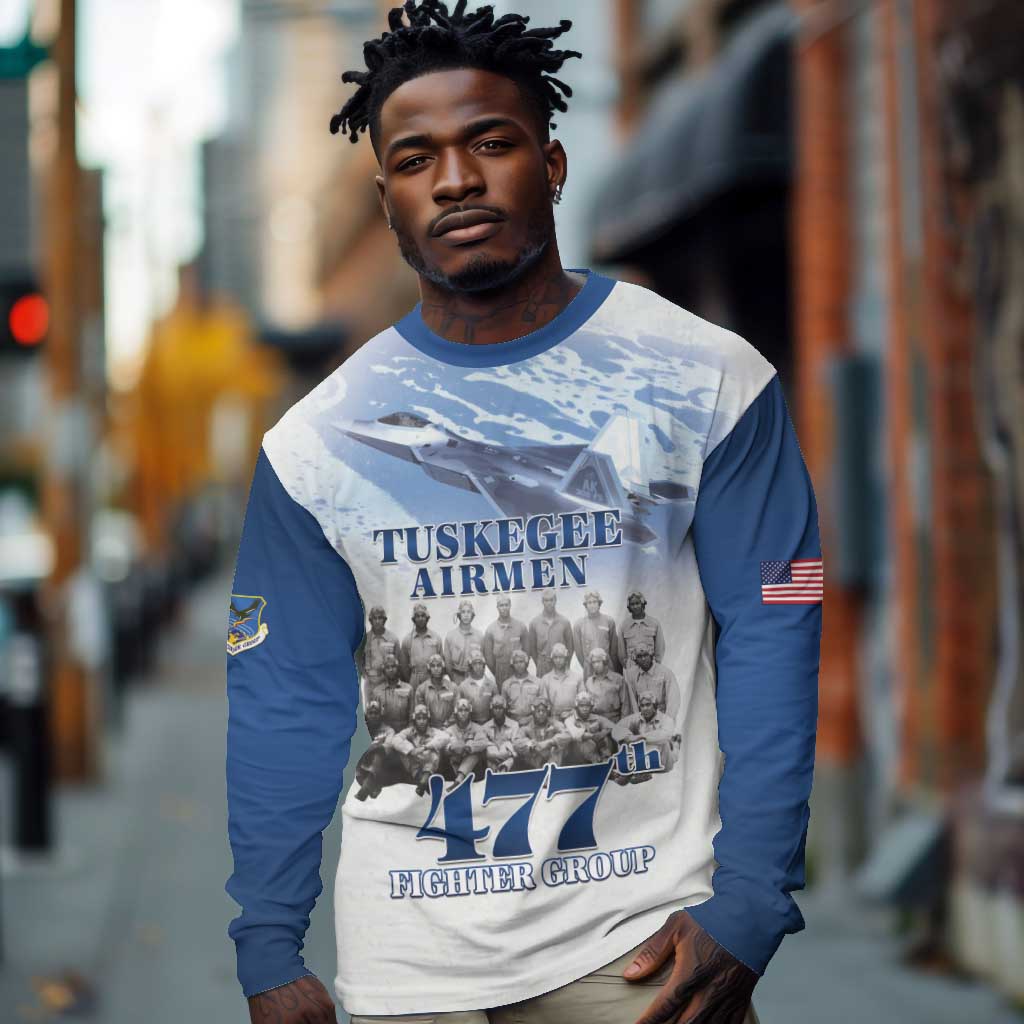 Tuskegee Airmen 477th Fighter Group Long Sleeve Shirt Blue Heritage - African Pride